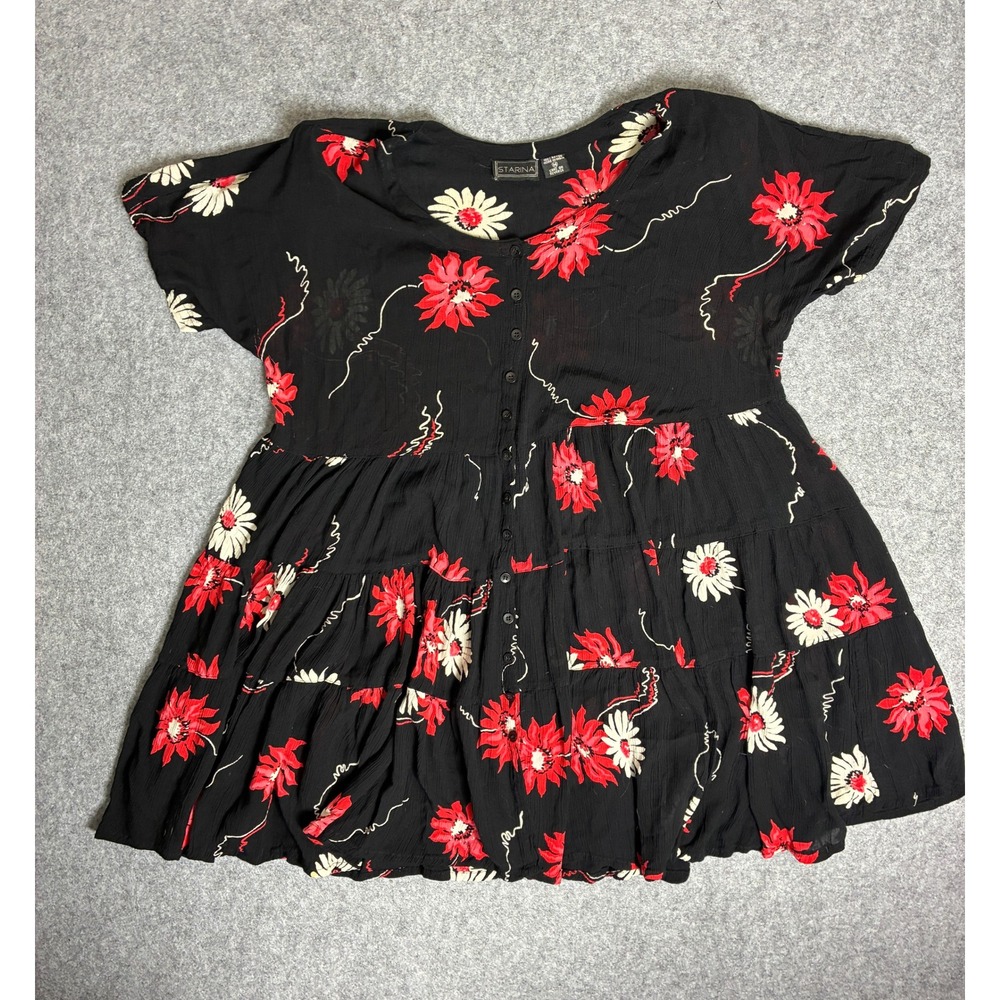 Vintage 90s Starina Size M Dress Floral Goth Boho Grunge Dark Academia Cottage